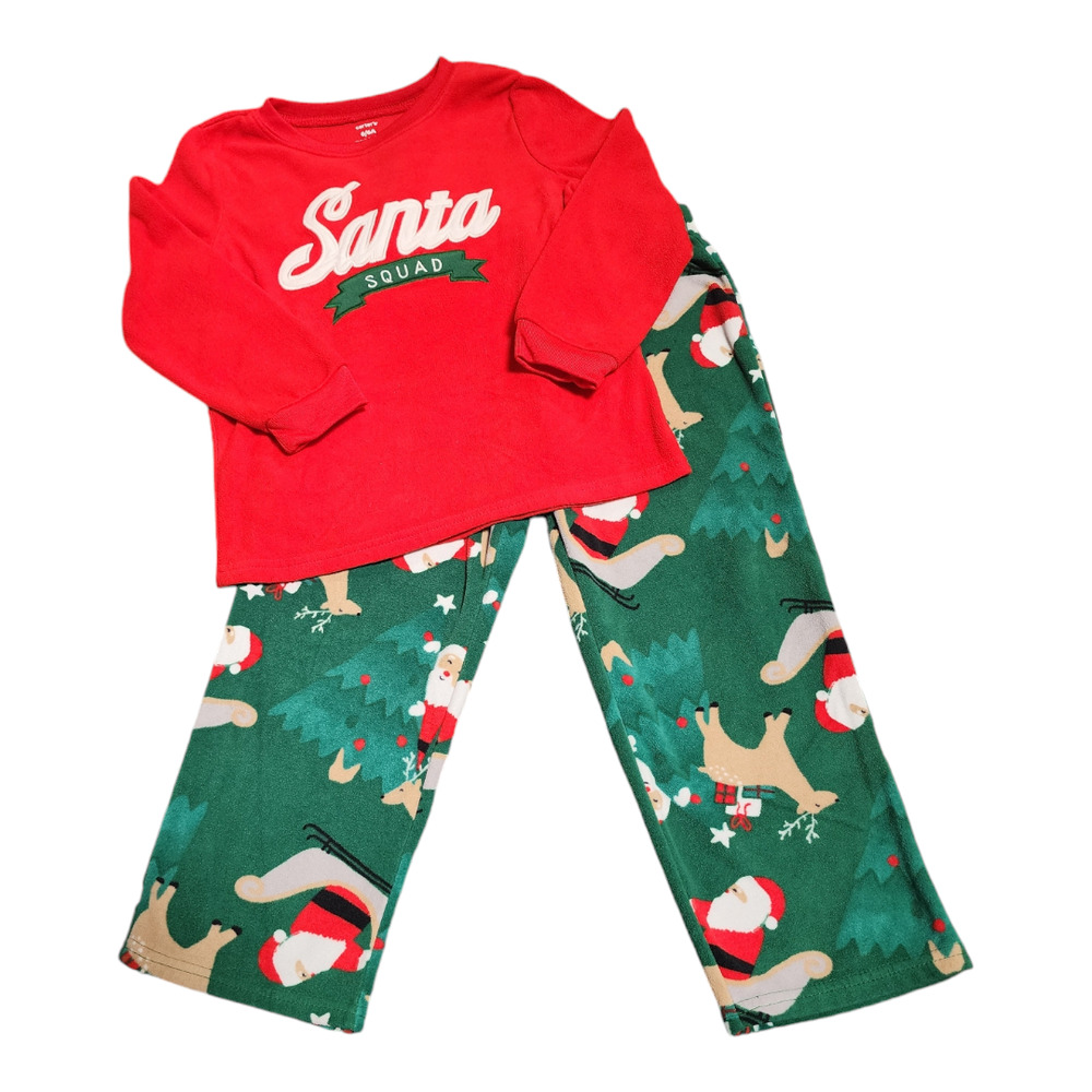 Carter's 2pc Heavyweight Fleece Santa Squad Pajama Set 6
